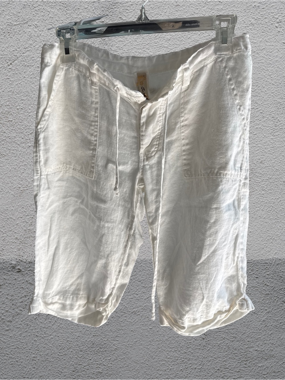 Jolie White Linen Drawstring Hybrid Shorts